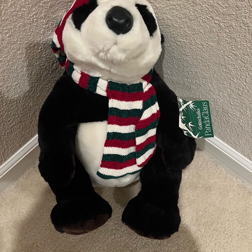 Panda Claus Plush with Scarf